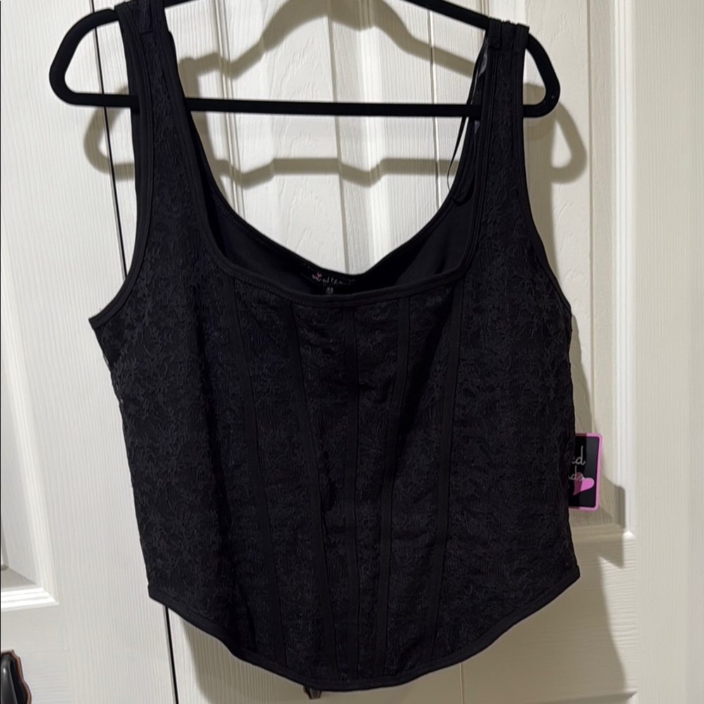 Black Lace Stretchy Corset Crop Top